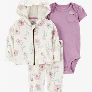 Carter's Purple Daisy Three Piece Set Newborn
